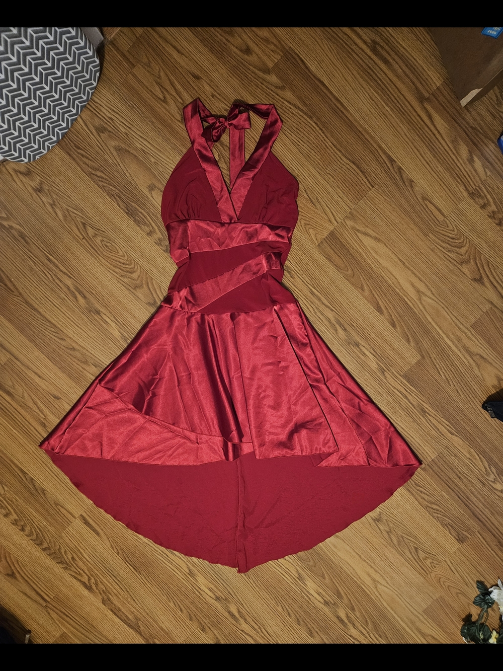 Taboo Red Satin Halter High-Low Dress